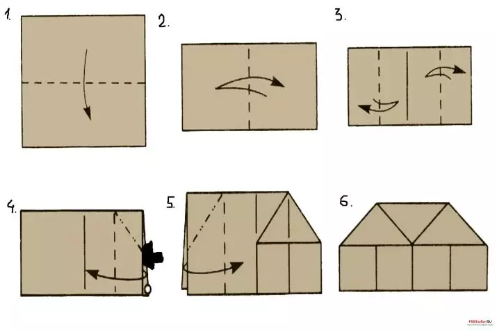 Ак кагаздан чыккан Оригами A4: 8-9 жана 12-13 жаштагы балдар үчүн жарык Образи, баштагандарга сонун жөнөкөй кол өнөрчүлүк. Барак фигуралардын фактыдагы схемалары 26951_10