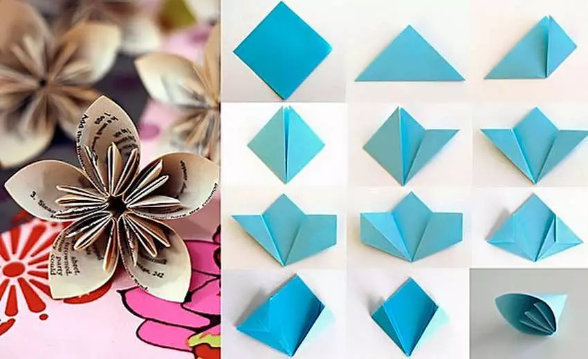 Origami White Paper A4: Light Origami lastele 8-9 ja 12-13 aastat vana, ilusad lihtsad käsitöö algajatele. Lehtnäitajate järkjärgulised skeemid 26951_14