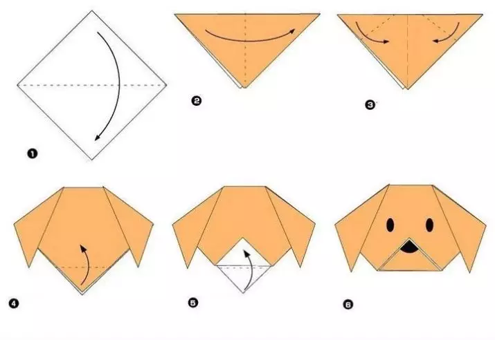 Origami út White Paper A4: Ljocht Origami foar bern 8-9 en 12-13 jier âld, prachtige ienfâldige ambachten foar begjinners. Faze regelingen fan sifers fan blêd 26951_8