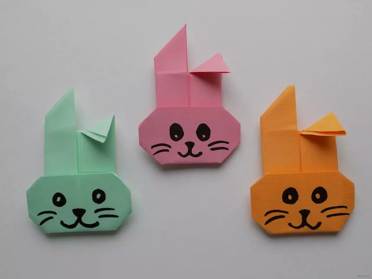 origami Cute çawa ji bo ku rojnameyê ji şemaya heywanên bi hêsanî, di merheleyên? Other crafts biçûk bi destên xwe de, herî origami sade cute 26965_5