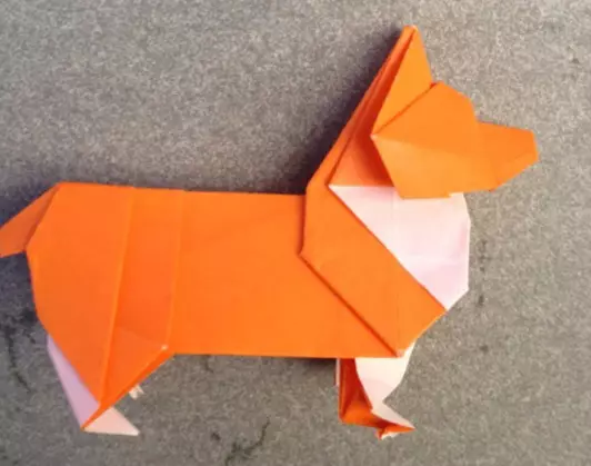 摺紙“狗”：如何在一步一步的說明中將狗從紙上到兒童？小狗和達克斯獵犬裝配方案，為初學者分階段模塊化摺紙 26966_3