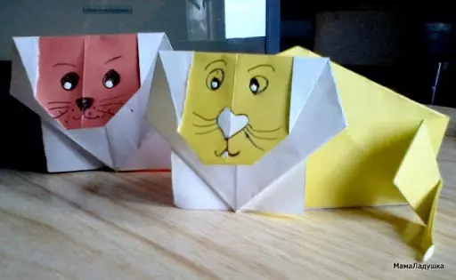 Origami ក្នុងសំណុំបែបបទនៃសត្វតោនេះ: របៀបដើម្បីធ្វើឱ្យវាពីក្រដាសនេះបើយោងតាមគម្រោងនេះជាមួយនឹងការសម្រកកុមារជំហាន? សេចក្តីណែនាំសម្រាប់ការបង្កើត origami ស្មុគស្មាញម៉ូឌុលសម្រាប់អ្នកចាប់ផ្តើមដំបូង 26968_10