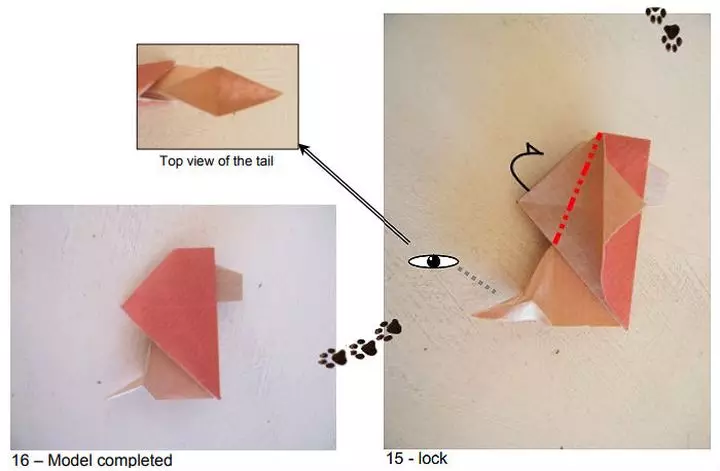 Origami sub forma unui leu: cum să o facă din hârtie conform schemei cu bypass pas cu copii? Instrucțiuni pentru crearea unui complex modular Origami pentru începători 26968_20