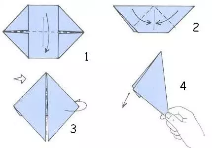 Origami de papel sen cola: como facer unha artesanía de folla A4 sen tesoiras e cola coas túas propias mans paso a paso segundo o esquema? Opcións fáciles 26971_31
