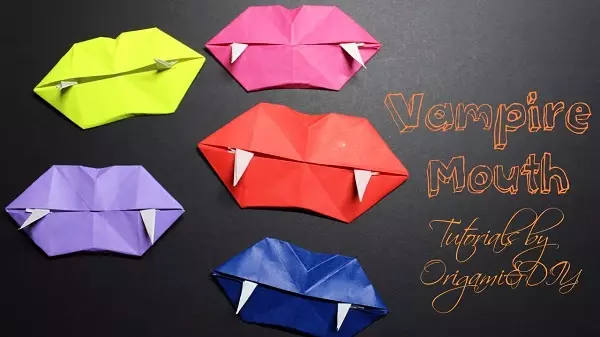 Origami lips: pakikipag-usap at iba pang mga sponghe ng papel. Scheme at pagtuturo ng natitiklop na hakbang-hakbang para sa mga nagsisimula 26974_20