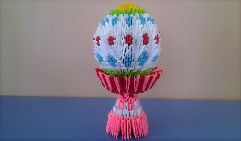 origami Modular ing wangun endhog Paskah: Langkah-langkah dening-instruksi kanggo ngrakit endhog saka modul ing ngadeg, rencana jangka panjang 26978_15