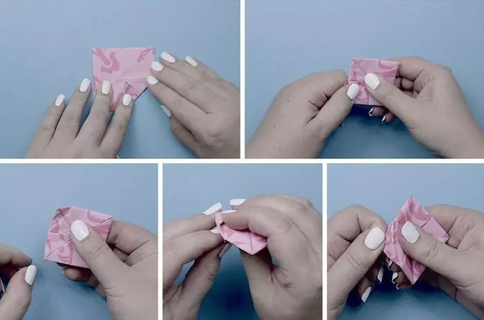 Origami «Waterweewwear» (40 լուսանկար). Ինչպես ծաղիկ պատրաստել թղթի վրա ձեր սեփական ձեռքերով փուլային սխեմայով: Սկսնակների համար մոդուլային օրիգամի ստեղծելու քայլ առ քայլ հրահանգներ 26980_10