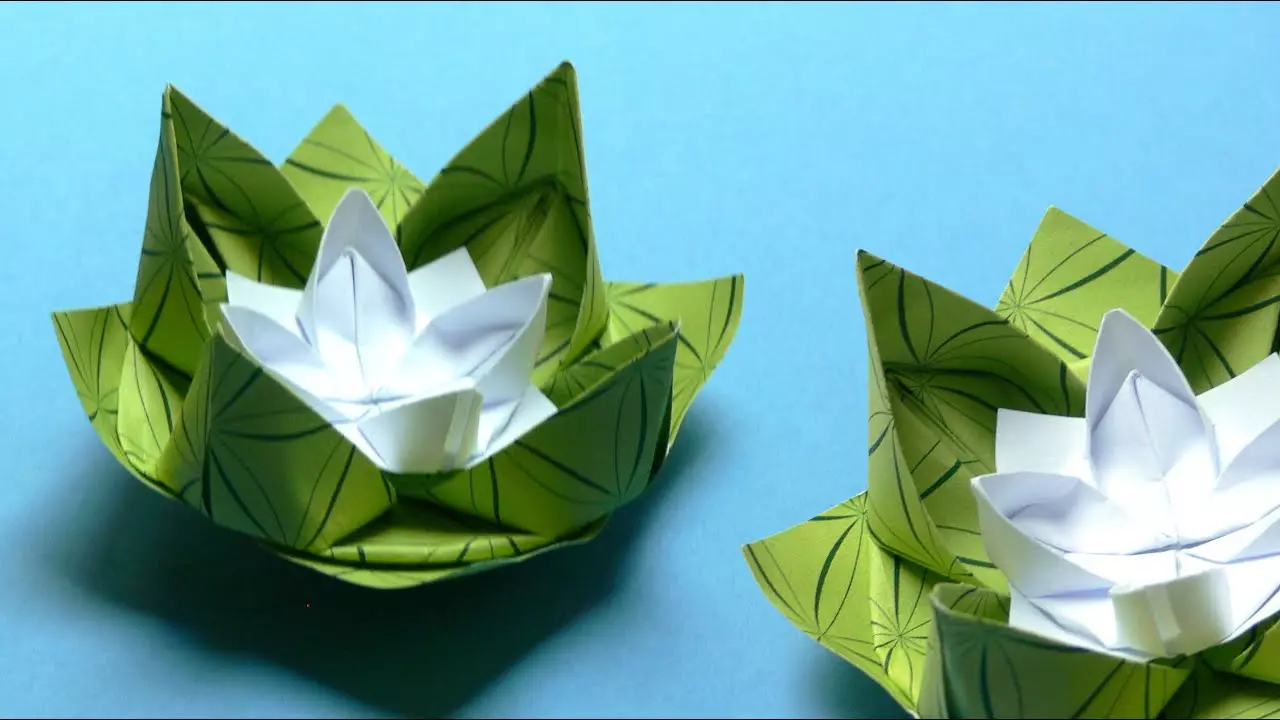 Origami «Waterweewwear» (40 լուսանկար). Ինչպես ծաղիկ պատրաստել թղթի վրա ձեր սեփական ձեռքերով փուլային սխեմայով: Սկսնակների համար մոդուլային օրիգամի ստեղծելու քայլ առ քայլ հրահանգներ 26980_2
