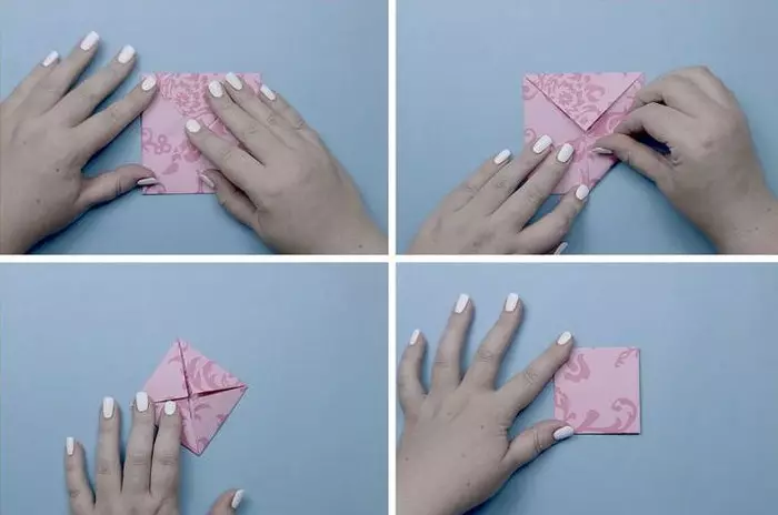 Origami «Waterweewwear» (40 լուսանկար). Ինչպես ծաղիկ պատրաստել թղթի վրա ձեր սեփական ձեռքերով փուլային սխեմայով: Սկսնակների համար մոդուլային օրիգամի ստեղծելու քայլ առ քայլ հրահանգներ 26980_9