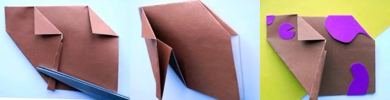 Paper Origami 7-8 urte bitarteko haurrentzako: neska-mutilentzako eskema sinpleak. Nola egin origami Egin zeure burua faseetan? 26984_26