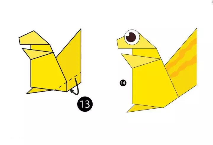 Paper Origami ji bo zarokên 7-8 salî: Sîstemên hêsan ji bo kur û keçan. Meriv çawa Origami xwe di qonaxan de bike? 26984_43