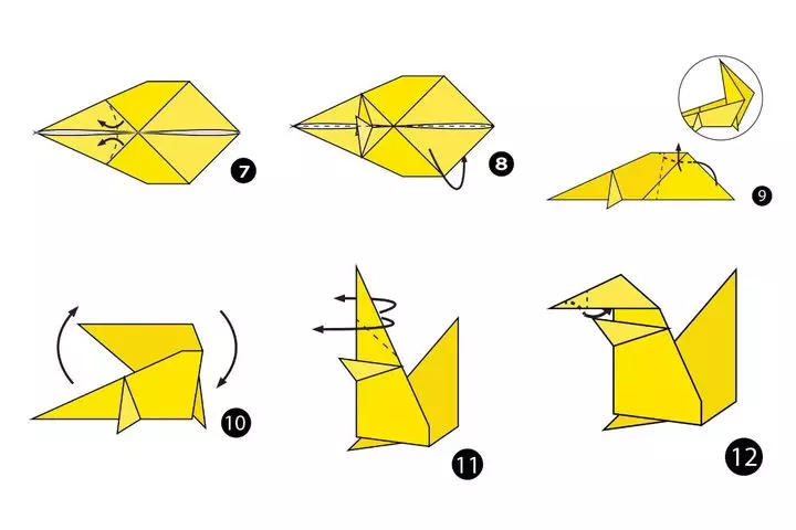 Papier origami foar bern 7-8 jier âld: Simple regelingen foar jonges en famkes. How to make origami dogge it sels yn fazen? 26984_44