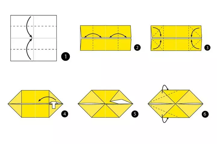 Papier origami foar bern 7-8 jier âld: Simple regelingen foar jonges en famkes. How to make origami dogge it sels yn fazen? 26984_45