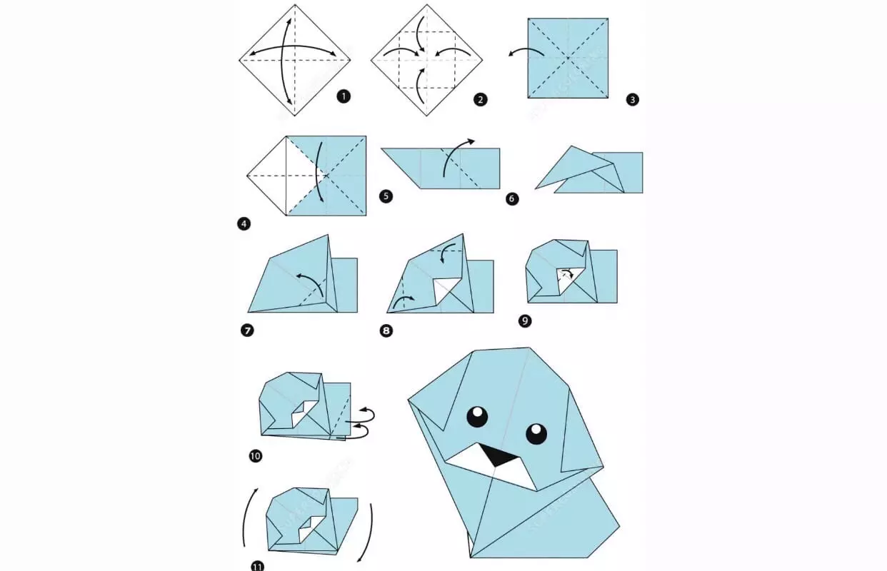 Papir Origami til børn 7-8 år gammel: enkle ordninger til drenge og piger. Hvordan man laver origami gør det selv i etaper? 26984_48