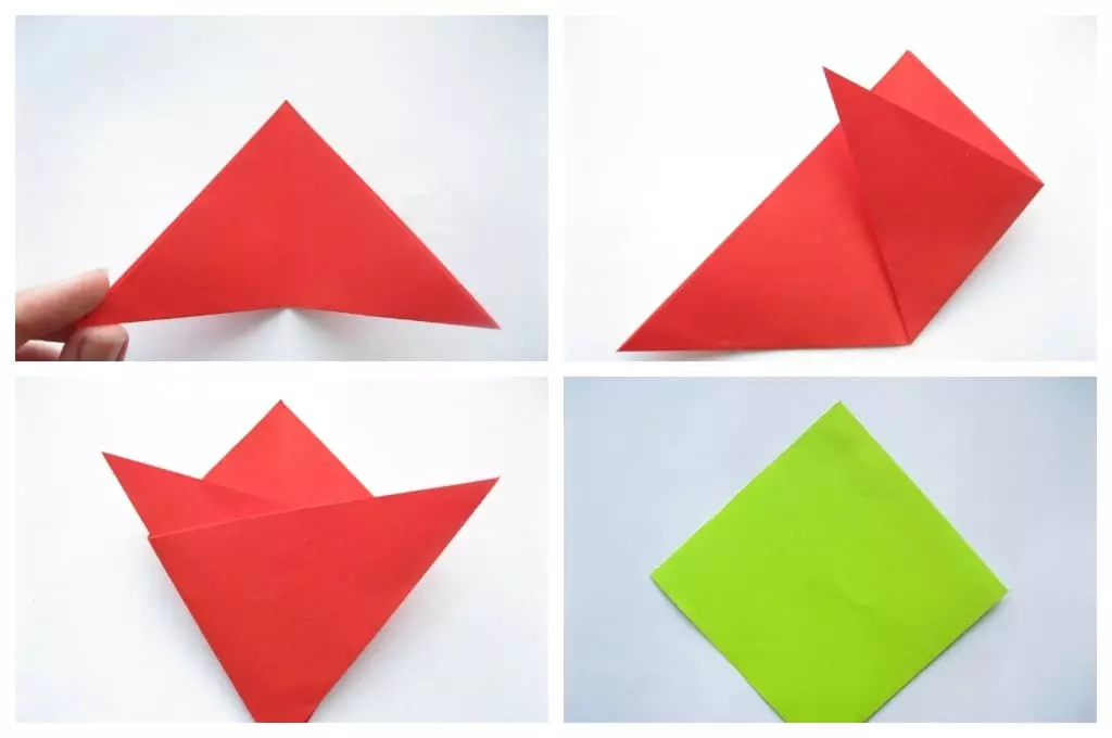 Paper Origami 7-8 urte bitarteko haurrentzako: neska-mutilentzako eskema sinpleak. Nola egin origami Egin zeure burua faseetan? 26984_51