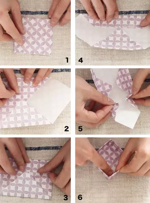 Fitur Origami: Cara nggawe kothak kertas nganggo tangan sampeyan dhewe kanthi tutup? Cara melu kucing-kucing ing rencana kasebut? Paket Origami Paling Gampang ing pandhuan langkah-langkah tanpa lem 26986_10