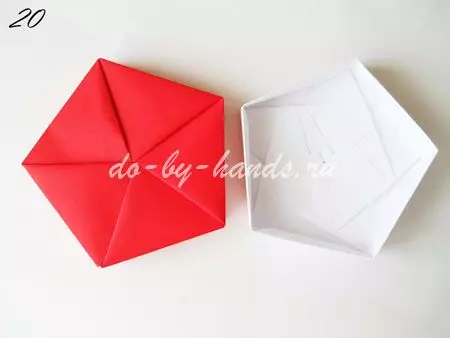 Caixa de origami: Como fazer uma caixa de papel com suas próprias mãos com uma tampa? Como dobrar um gato de caixa no esquema? Os pacotes de origami mais simples em instruções passo a passo sem cola 26986_35
