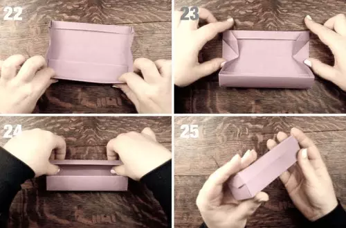 Caixa de origami: Como fazer uma caixa de papel com suas próprias mãos com uma tampa? Como dobrar um gato de caixa no esquema? Os pacotes de origami mais simples em instruções passo a passo sem cola 26986_41