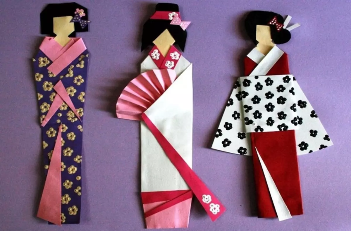 折り紙「人形」は紙から：どのように子供のためのスキームに従って日本の人形を作るには？美しい紙人形の段階的な設計上のマスタークラス 26987_3