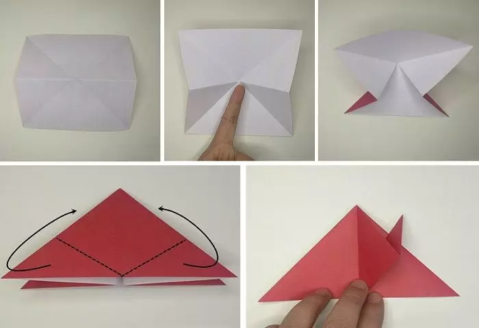 Origami թղթի համար 5-6 տարեկան երեխաների համար. Քայլ առ քայլ սխեմաներ, պարզ արհեստներ իրենց ձեռքերով: Որքան հեշտ է վարպետության դասի սկսնակների վրա ջերմ դաս անել: 26988_39