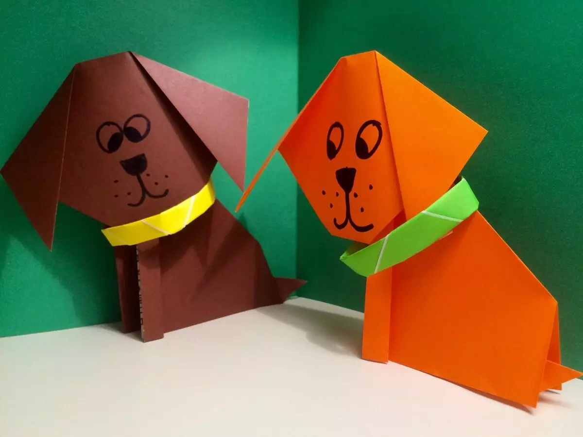 Origami թղթի համար 5-6 տարեկան երեխաների համար. Քայլ առ քայլ սխեմաներ, պարզ արհեստներ իրենց ձեռքերով: Որքան հեշտ է վարպետության դասի սկսնակների վրա ջերմ դաս անել: 26988_7