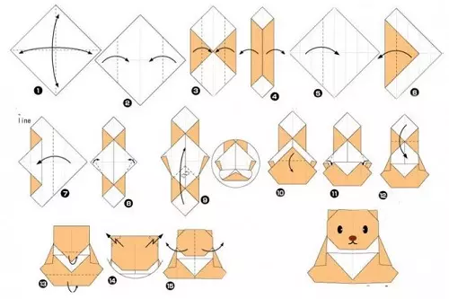 折り紙「熊」：白クマ紙を作るためにどのように？ユニット折り紙の組立方式で、未就学児の子供のためのシンプルなクマ 26990_10
