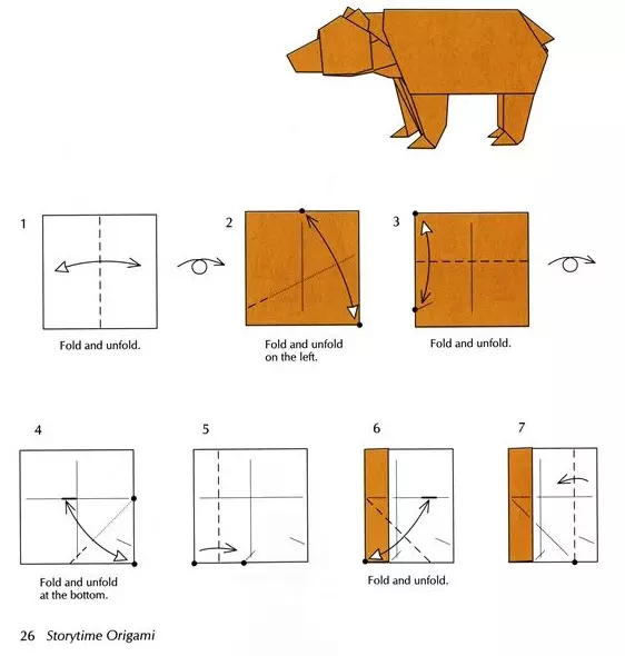 折り紙「熊」：白クマ紙を作るためにどのように？ユニット折り紙の組立方式で、未就学児の子供のためのシンプルなクマ 26990_21