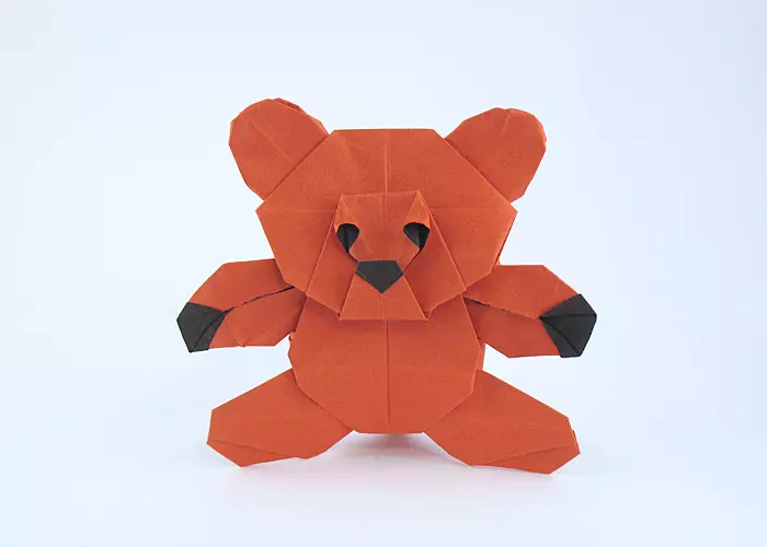 折り紙「熊」：白クマ紙を作るためにどのように？ユニット折り紙の組立方式で、未就学児の子供のためのシンプルなクマ 26990_4