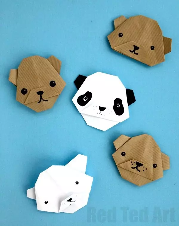 折り紙「熊」：白クマ紙を作るためにどのように？ユニット折り紙の組立方式で、未就学児の子供のためのシンプルなクマ 26990_5