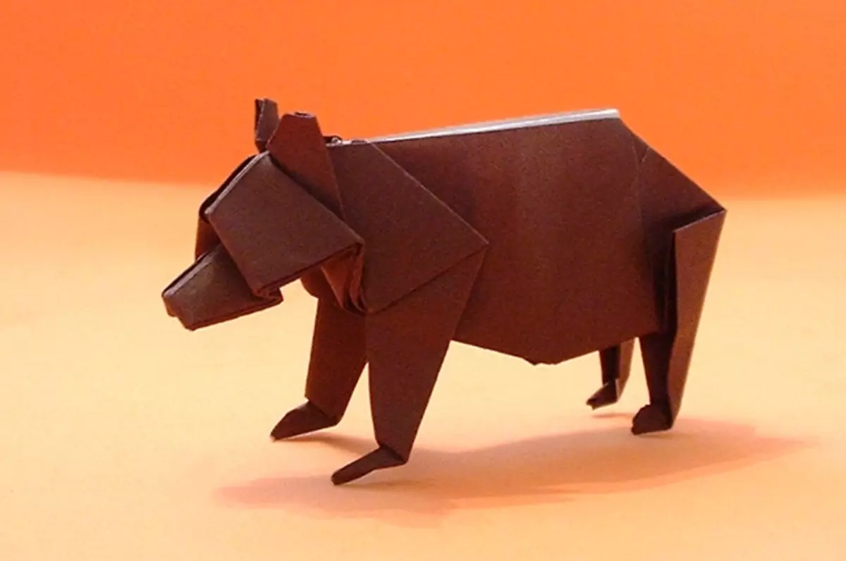 折り紙「熊」：白クマ紙を作るためにどのように？ユニット折り紙の組立方式で、未就学児の子供のためのシンプルなクマ 26990_6