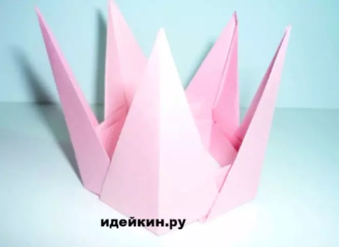 Origami“Crown”：如何根据有孩子的计划用自己的手从纸张中从纸张中制作？纸张模块冠和棺材形式的简单版本 27001_16