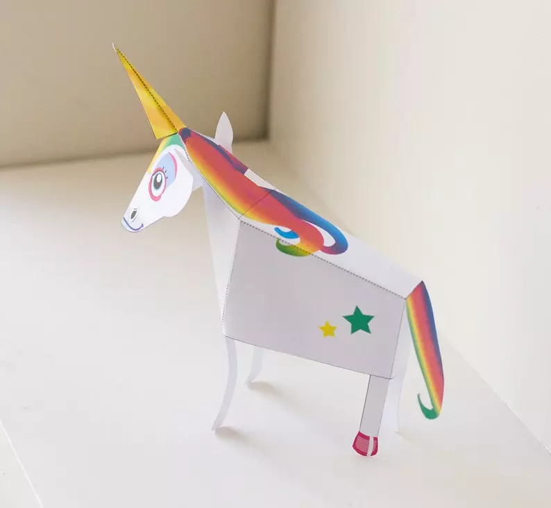 Origami“Unicorn”：如何根據與兒童的方案從紙張中取出它？如何讓頭部變得容易？為初學者分階段模塊化摺紙 27002_11