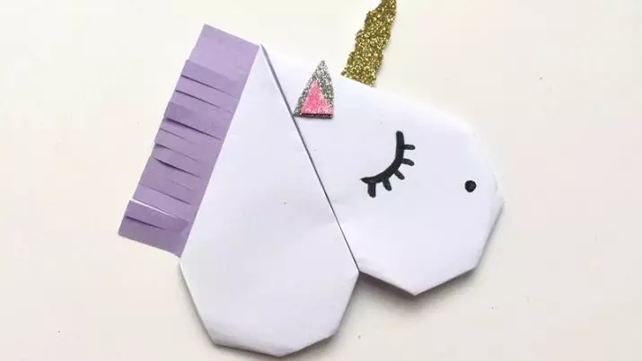 Origami «Unicorn»: πώς να το κάνετε από χαρτί, ανάλογα με το σχήμα με τα παιδιά; Πώς να κάνει ένα κεφάλι εύκολο; Σταδιακή modular origami για αρχάριους 27002_20