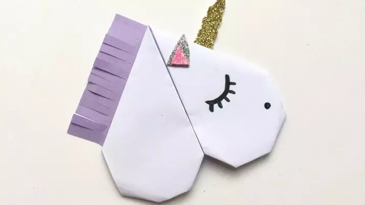 Origami „Unicorn”: hogyan lehet azt a papírt a program a gyerekekkel? Hogyan készítsünk egy fej egyszerű? A szakaszos moduláris origami kezdőknek 27002_20