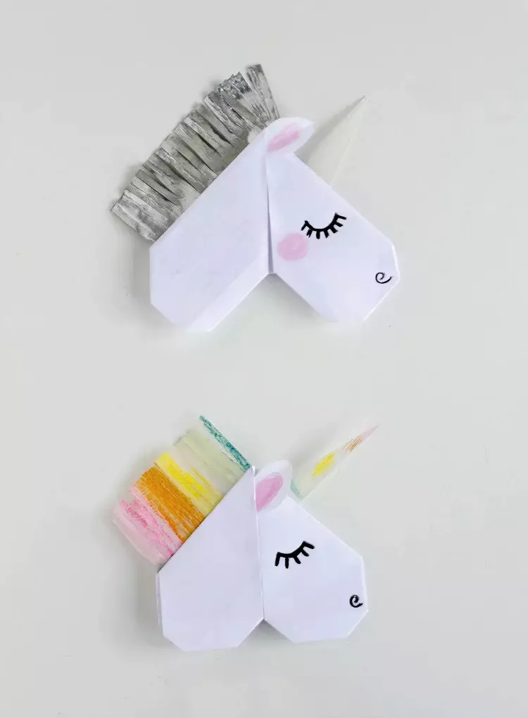 Origami“Unicorn”：如何根據與兒童的方案從紙張中取出它？如何讓頭部變得容易？為初學者分階段模塊化摺紙 27002_23