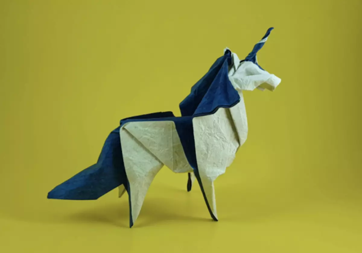 Origami“Unicorn”：如何根據與兒童的方案從紙張中取出它？如何讓頭部變得容易？為初學者分階段模塊化摺紙 27002_3