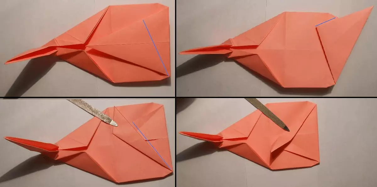 Origami «Unicorn»: πώς να το κάνετε από χαρτί, ανάλογα με το σχήμα με τα παιδιά; Πώς να κάνει ένα κεφάλι εύκολο; Σταδιακή modular origami για αρχάριους 27002_37
