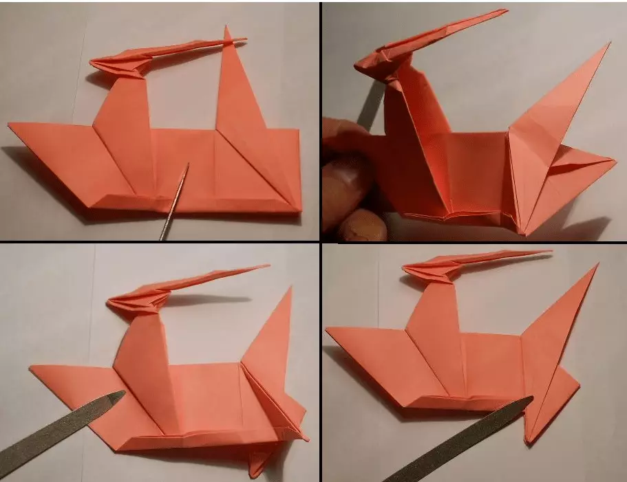 Origami «Unicorn»: πώς να το κάνετε από χαρτί, ανάλογα με το σχήμα με τα παιδιά; Πώς να κάνει ένα κεφάλι εύκολο; Σταδιακή modular origami για αρχάριους 27002_41
