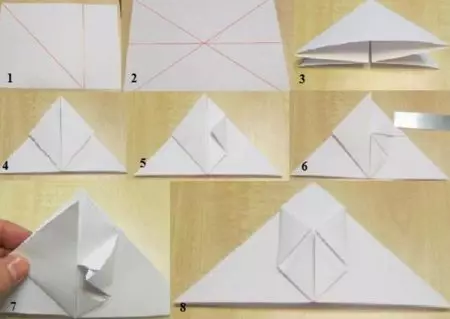 Оригами «Тікұшақ»: Қадамдық нұсқауларға қалай құруға болады? Модульдік оригами, балаларға арналған әскери тікұшақ түріндегі қолөнер схемасы 27005_3