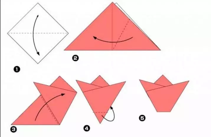 אָריגאַמי פֿאַר קינדער 6-7 יאר אַלט: פּשוט שריט-פֿאַר-שריט אָריגאַמי פּאַפּיר סקימז, ליכט געדאנקען פֿאַר גערלז און יינגלעך. ווי צו מאַכן אַנימאַלס מיט זייער אייגענע ביגינערז? 27022_8