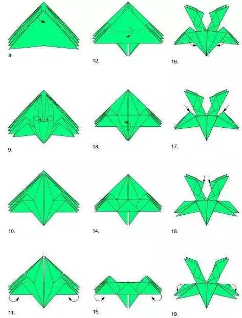 折纸“蜘蛛”：如何根据该方案制作纸张模块折纸？易于折纸“跳跃蜘蛛”为儿童和初学者 27024_17