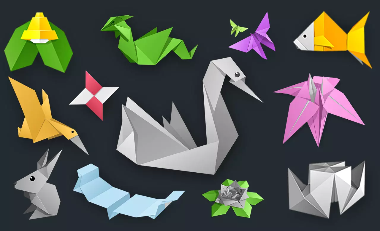 Origami tarixi: modulli origami paydo bo'lishi. Kim ixtiro qildi va qaysi yilda? Zamonaviy dunyodagi bolalar uchun Origami qog'ozi 27025_16