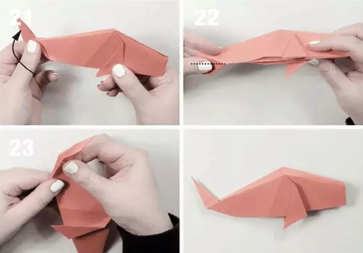 折り紙「キット」：子供のための紙のクジラスキーム。どのようにシンプルかつモジュラーシロナガスクジラを作るには？ 27026_21