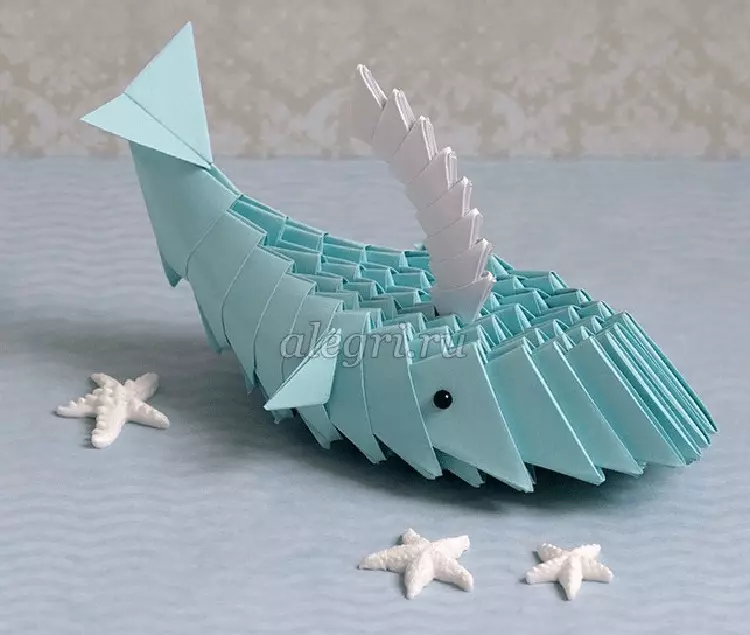 折り紙「キット」：子供のための紙のクジラスキーム。どのようにシンプルかつモジュラーシロナガスクジラを作るには？ 27026_38