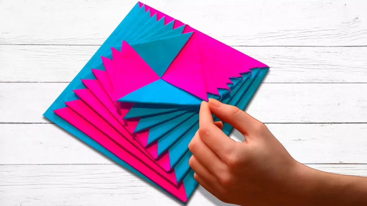 Origami-anti stress: Toy-transformator uit Paper A4, liggewig klap Skema sonder gom. Hoe om verskillende interessante handwerk maak? 27030_4