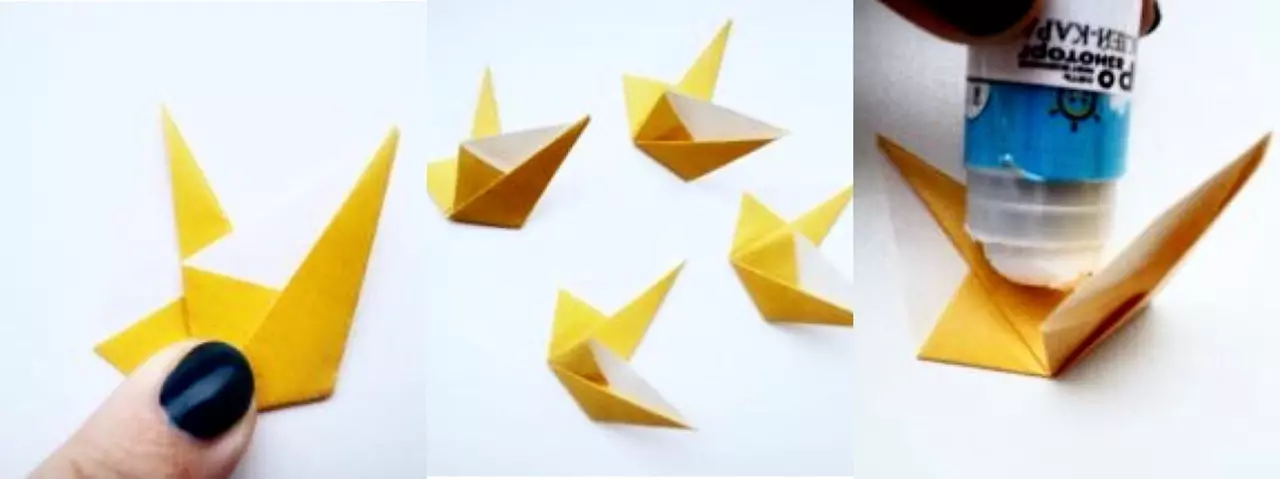 Origami «Արեւ»: արեւ folded ներդաշնակ թղթի երեխաների հետ քայլ առ քայլ: Ինչպես կատարել մի մոդուլային նավեր, ըստ սխեմայի Ձեր սեփական ձեռքերով. 27033_10