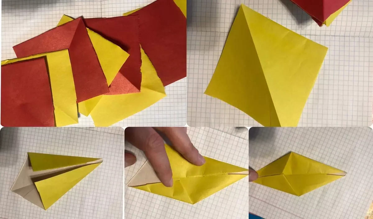 Origami «Արեւ»: արեւ folded ներդաշնակ թղթի երեխաների հետ քայլ առ քայլ: Ինչպես կատարել մի մոդուլային նավեր, ըստ սխեմայի Ձեր սեփական ձեռքերով. 27033_7