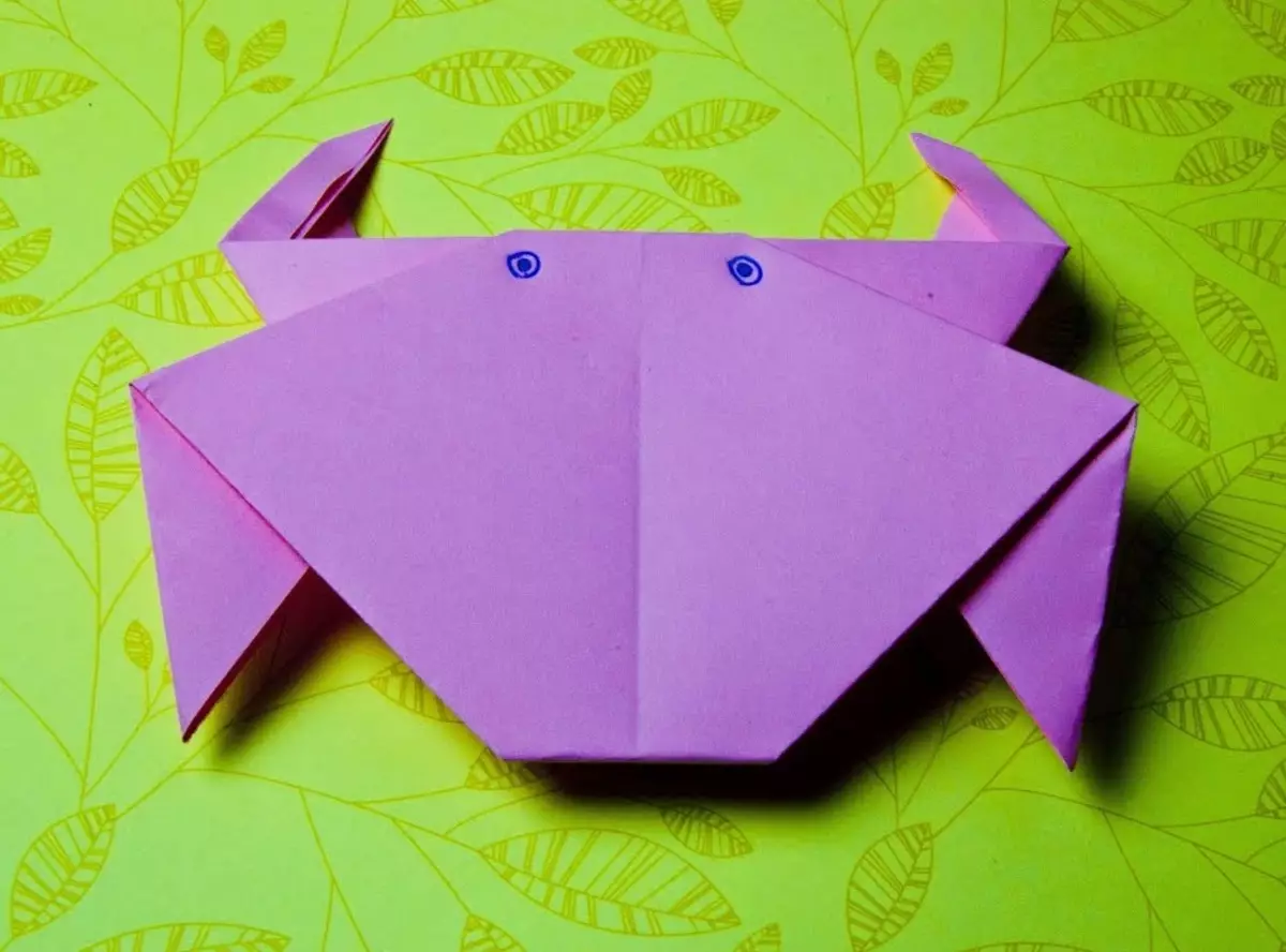 摺紙“螃蟹”：根據兒童計劃的紙蟹。如何在逐步說明初學者中製作簡單的螃蟹？模塊化蟹Potpno. 27036_10