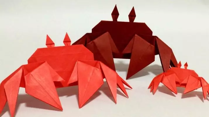 Origami „Rák”: rák papír szerint egy rendszert a gyermekek számára. Hogyan készítsünk egy egyszerű rák lépésről-lépésre kezdő? Moduláris rák Potpno 27036_2
