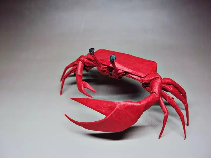 Origami «Crab». Ծովախեցգետին թղթից `ըստ երեխաների սխեմայի: Ինչպես կատարել պարզ ծովախեցգետին քայլ առ քայլ հրահանգների սկսնակներ: Մոդուլային ծովախեցգետին potpno 27036_22